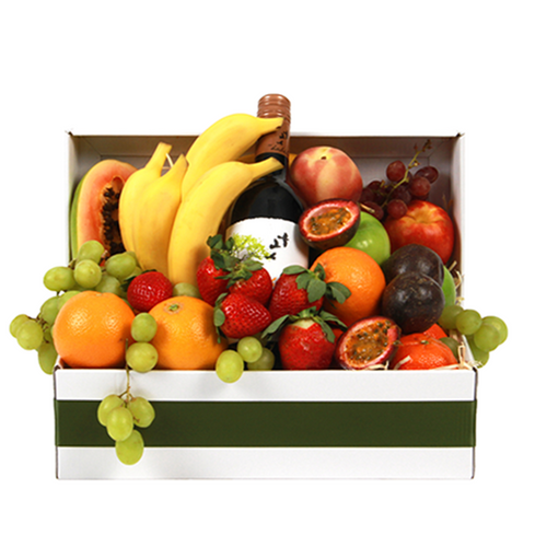 Seasonal Fruit Hamper with Wine